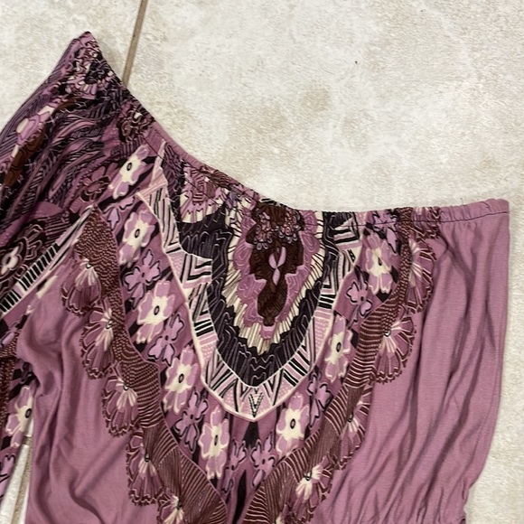Venus One Shoulder Bell Sleeve Printed Boho Top M - Picture 3 of 5